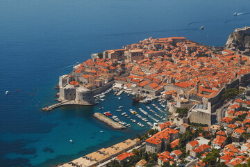A stunning aerial view showcasing the historic city of Dubrovnik, located in Croatia