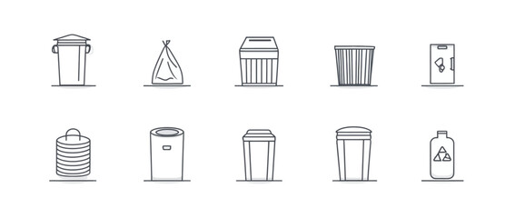 icon sheet, simple shapes, Trash icons