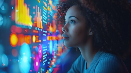 Futuristic digital marketing team exploring buyer personas to optimize SEM campaigns and create compelling content