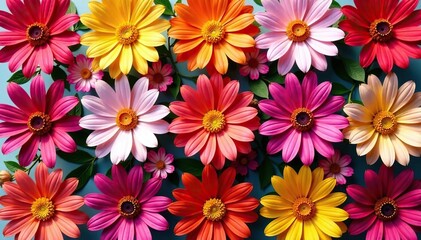 Obraz premium Bold blooming flower pattern arranged in square grid , flower grid, background, seamless