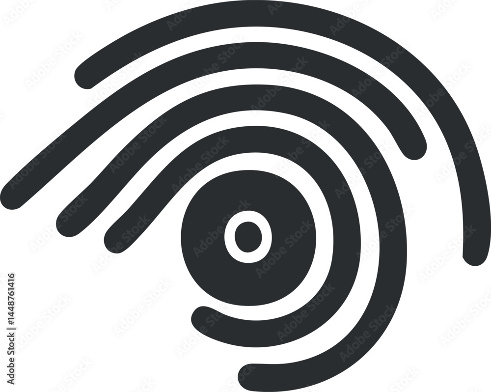 Poster black and white fingerprint icon representing biometric security and identity verification concept