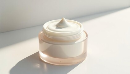 Luxurious cream jar on white, minimalist aesthetic, container, white