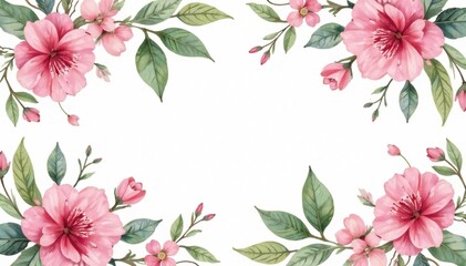 Fototapeta premium Delicate watercolor floral pattern, perfect for spring flyers , green, card