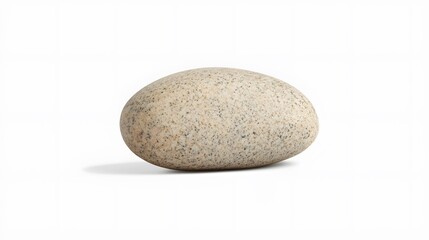 Smooth Beige Granite Stone Pebble Isolated on White Background