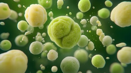 Microscopic Green Yellow Cells Abstract Background