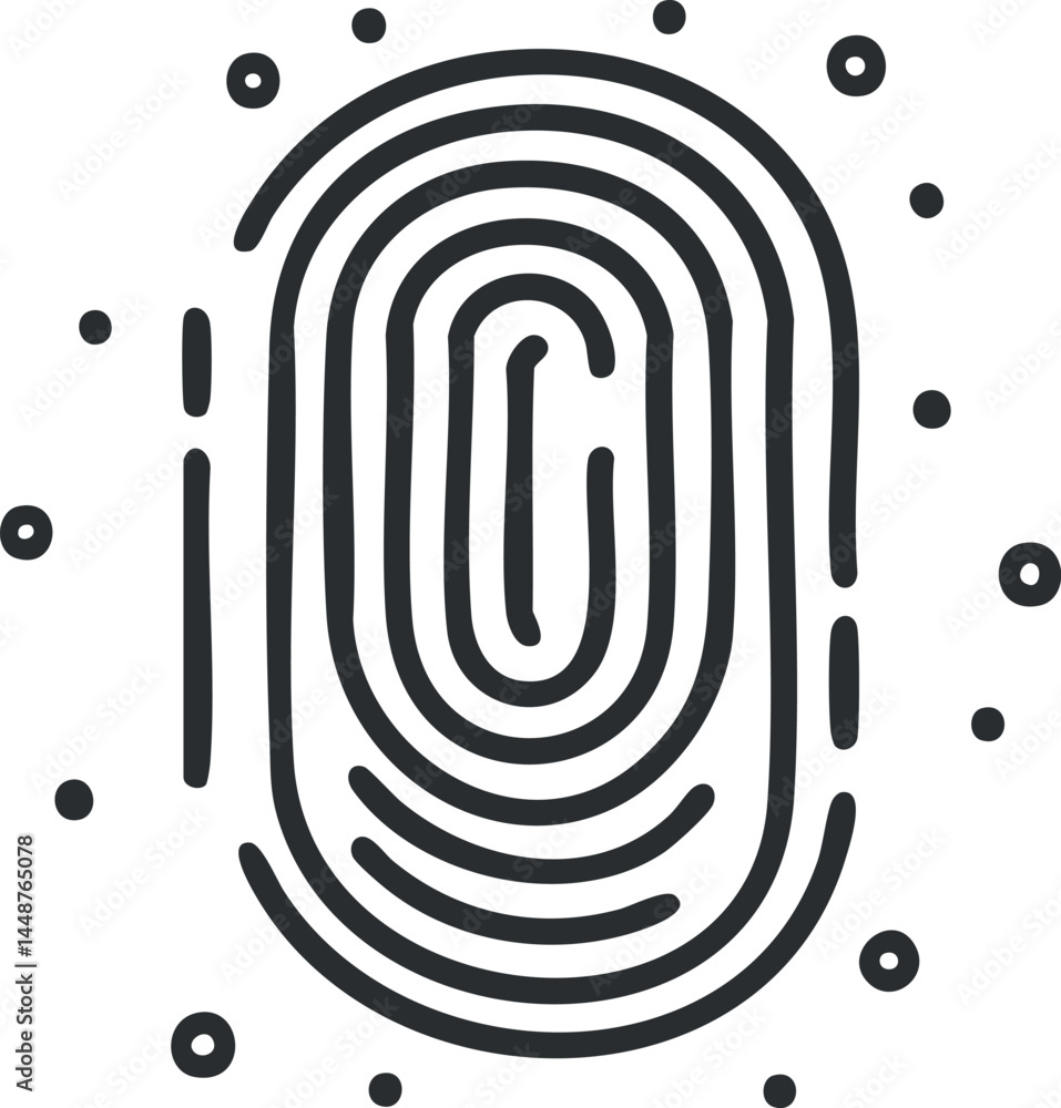 Aufkleber black and white fingerprint icon symbolizing identity verification and biometric security access