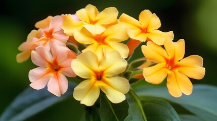 Fototapeta premium Closeup of Vibrant Yellow and Peach Flowers Blooming