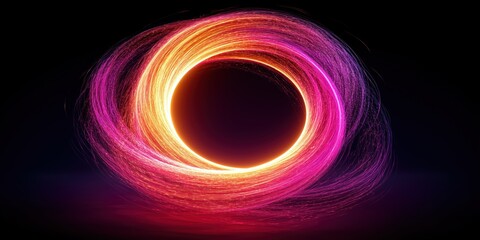 Radiant Spiral, Neon Colors, Pink, Yellow, Orange, Purple, Dynamic Light Trails, Colorful Glow