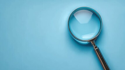 Magnifying glass on a light blue surface