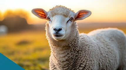 Obraz premium Adorable sheep in golden field