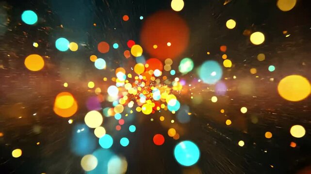 Colorful holiday fireworks light up the city skyline at night creating a vibrant atmosphere, 4K Beautiful colorful holiday fireworks city background