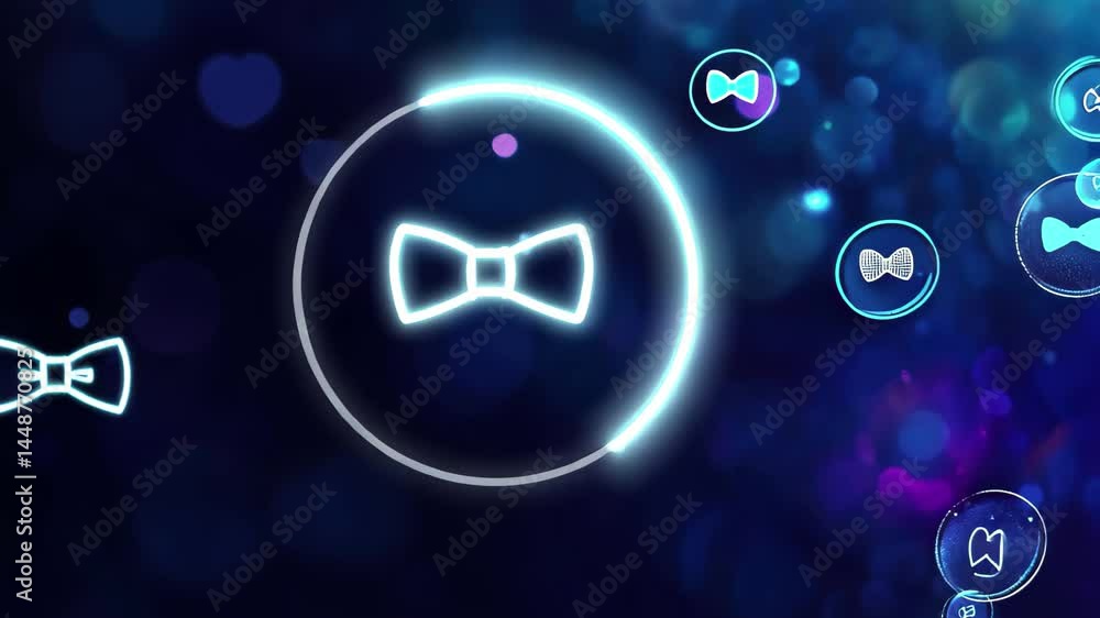 Poster chat bubbles and user icons floating over a dark blue background creating a vibrant digital communic