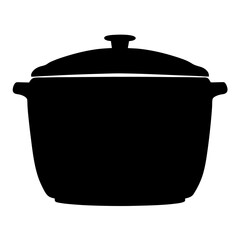 Black silhouette of a cooking pot with a lid and handles
