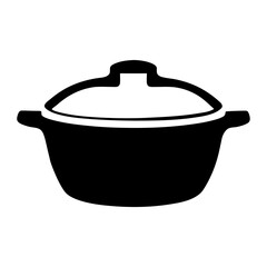 A black and white illustration of a pot with a lid on top