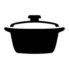 A Simple Black and White Silhouette of a Cooking Pot with Lid