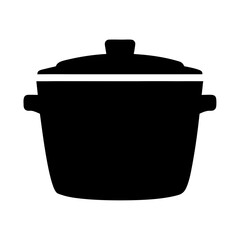Silhouette of a cooking pot with a lid, isolated on white background