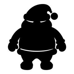 Silhouette of a grumpy Santa Claus with arms and mittens ready to act