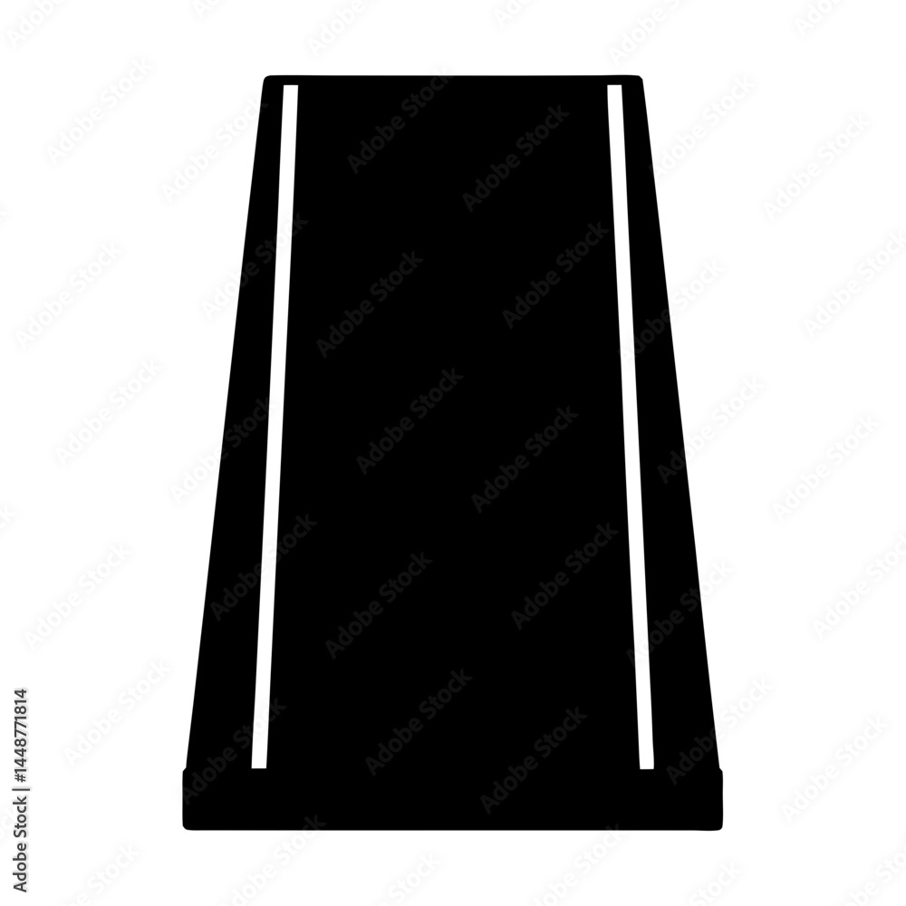 Poster black silhouette of a rectangular form with trapezoidal side elements
