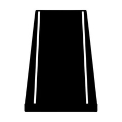 Black silhouette of a rectangular form with trapezoidal side elements