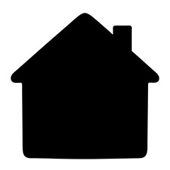 Silhouette of a Simple House Shape with Chimney Against White Background