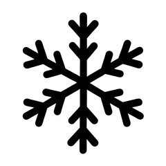 A simple black and white drawing of a six pointed snowflake