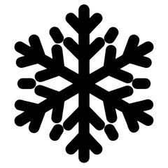 Stylized Black and White Snowflake Design with Six Branches, Elegant and Simple