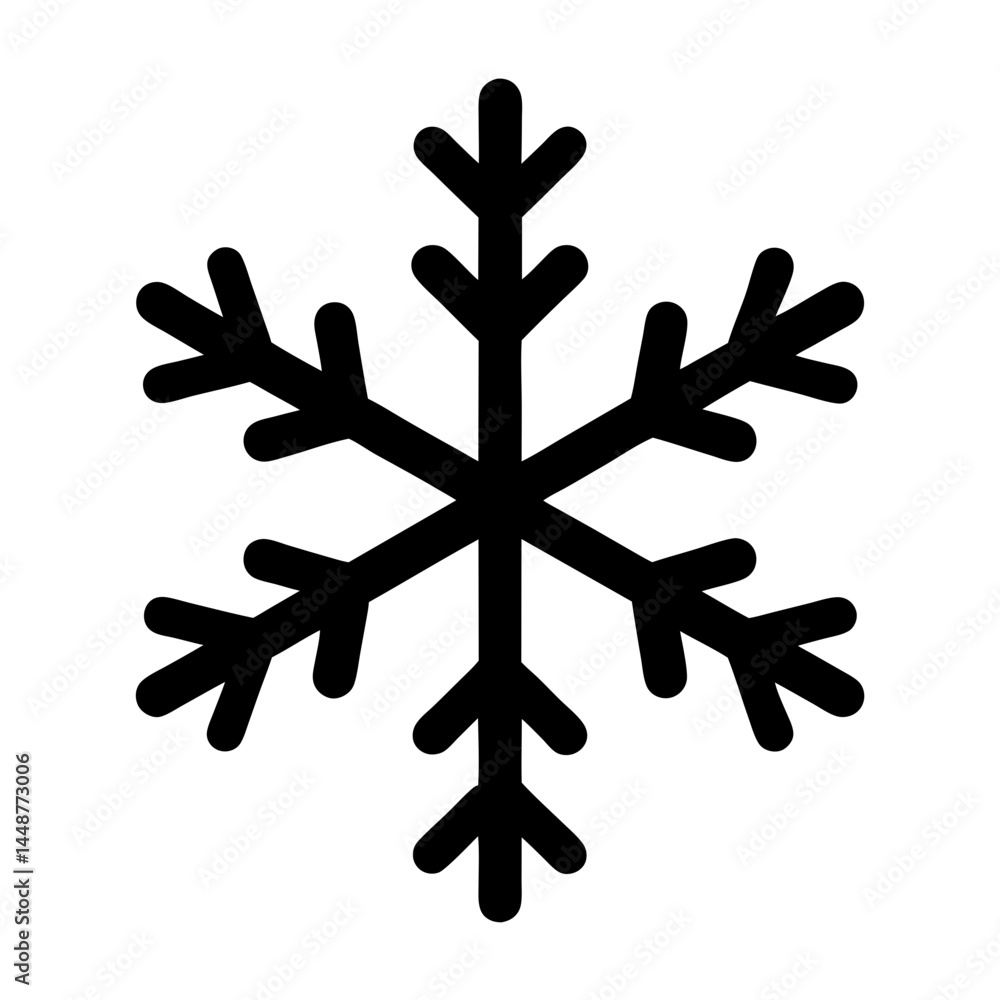Poster stylized depiction of a snowflake with rounded edges and bold lines
