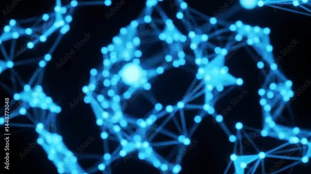 Poster abstract glowing network of nodes and connections data visualization