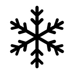 Stylized depiction of a snowflake with rounded edges and bold lines