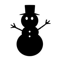 Black silhouette of a classic snowman with a top hat and buttons