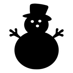 Stylized Snowman Silhouette with Top Hat, Branch Arms, and Dot Features