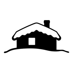 Winter cabin nestled in snow, a cozy scene for a holiday card