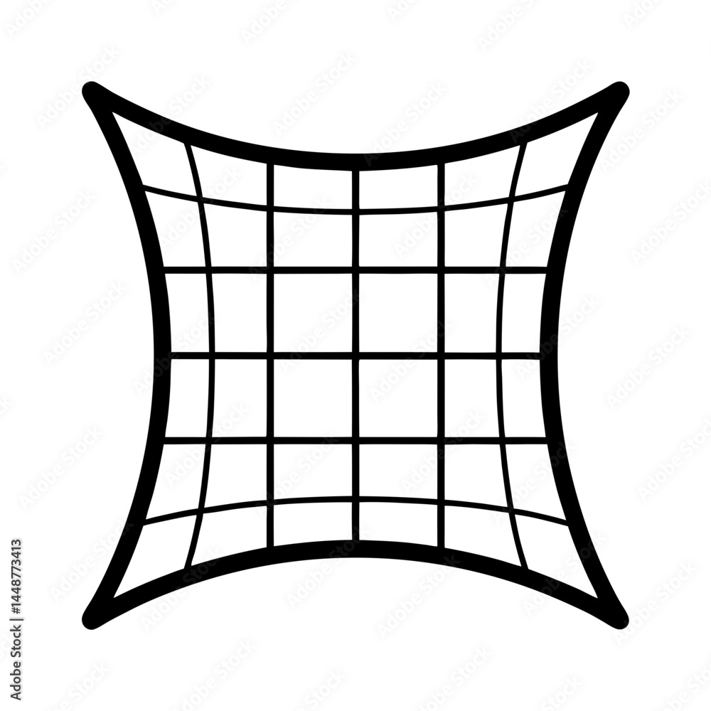 Poster curvilinear grid pattern with rounded edges on a white background visual