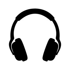 Simple black and white image of headphones on an isolated white background