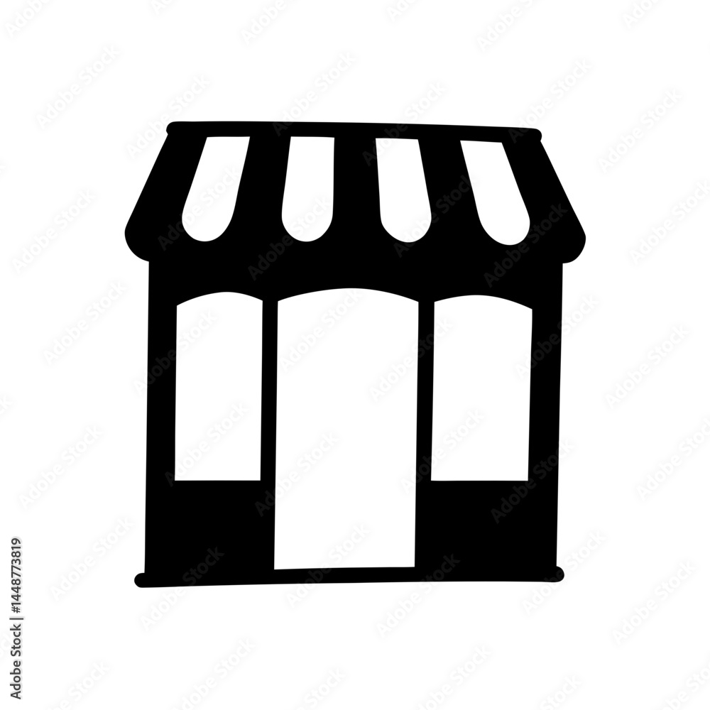 Poster minimalist store front illustration for shop icons and user interface design