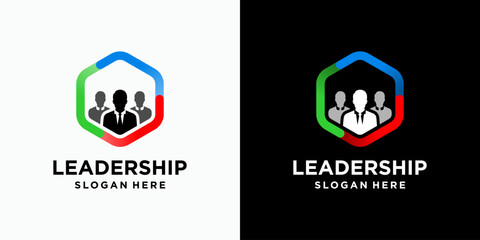 People group vector logo design with hexagon rotating shape in modern, simple, clean and abstract style. Icons for business, coaching and personal branding.