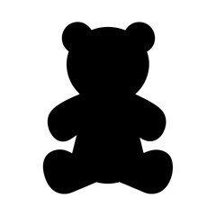 Black Teddy Bear Silhouette on White Background, a simple and iconic graphic