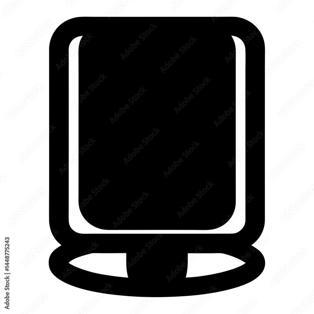 Poster abstract black computer monitor with curved screen and simple stand illustration