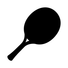 Simple black silhouette of a tennis racket for graphic design uses