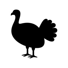 Silhouette of a Turkey Standing Proudly Against a White Background