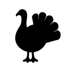 Black Silhouette Illustration of a Thanksgiving Holiday Turkey Strutting About