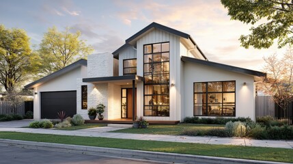 Obraz premium Contemporary suburban house with elegant design invites prospective buyers