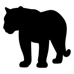 Black silhouette of a large cat standing, possibly a panther or jaguar
