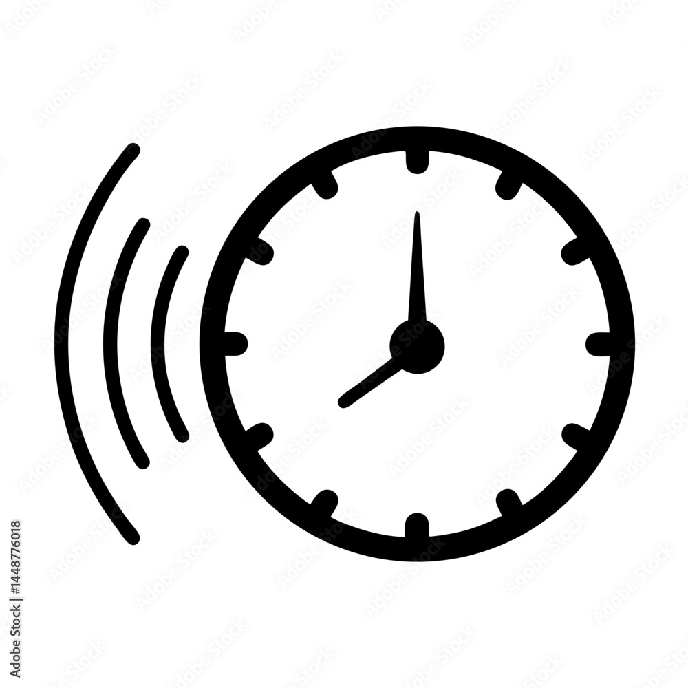 Poster alarm clock with ringing signal shows it is time to wake up