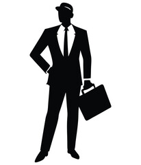 Businessman silhouette holding briefcase