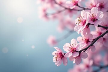 Obraz premium Delicate pink sakura blossoms, intricate branch pattern , springtime, aesthetic, pastel