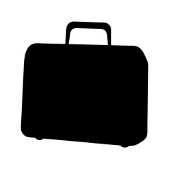 Monochromatic silhouette image shows an old fashioned briefcase sitting on a surface