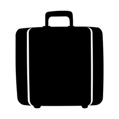 Black silhouette of a briefcase with handle against a white backdrop