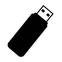Simple black and white drawing of a USB drive for data storage