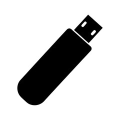 Simple black silhouette of a USB drive used for data storage
